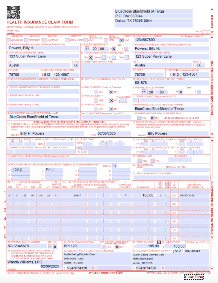 Free Fillable Cms 1500 Template