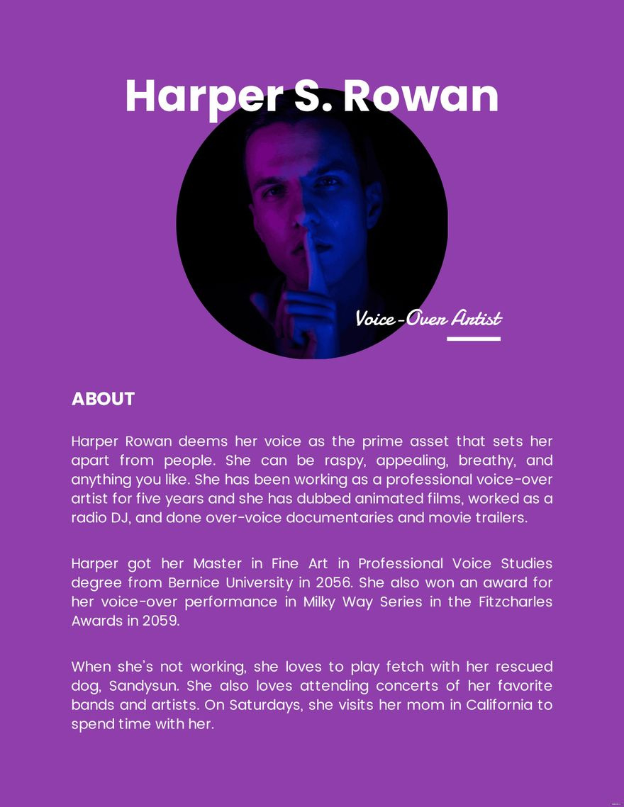 Professional Bio Template For Artist In Word - Download | Template pertaining to Free Dj Bio Templates