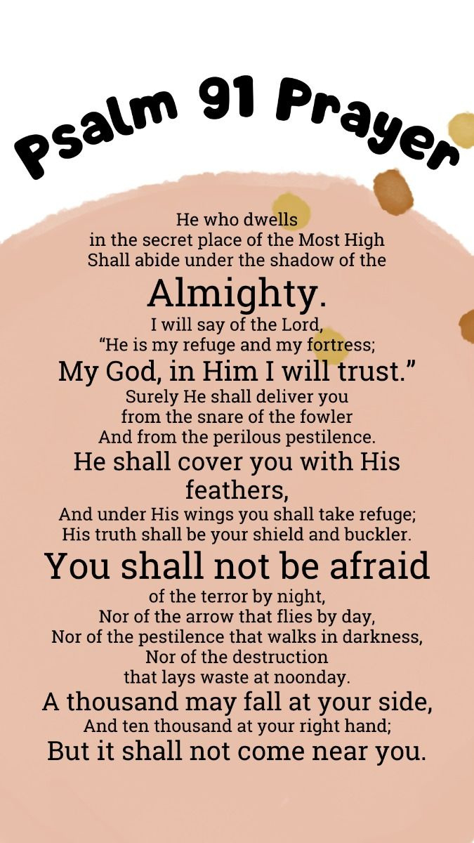 Psalm 91 Prayer Of Protection Printable! intended for Psalm 91 Free Printable