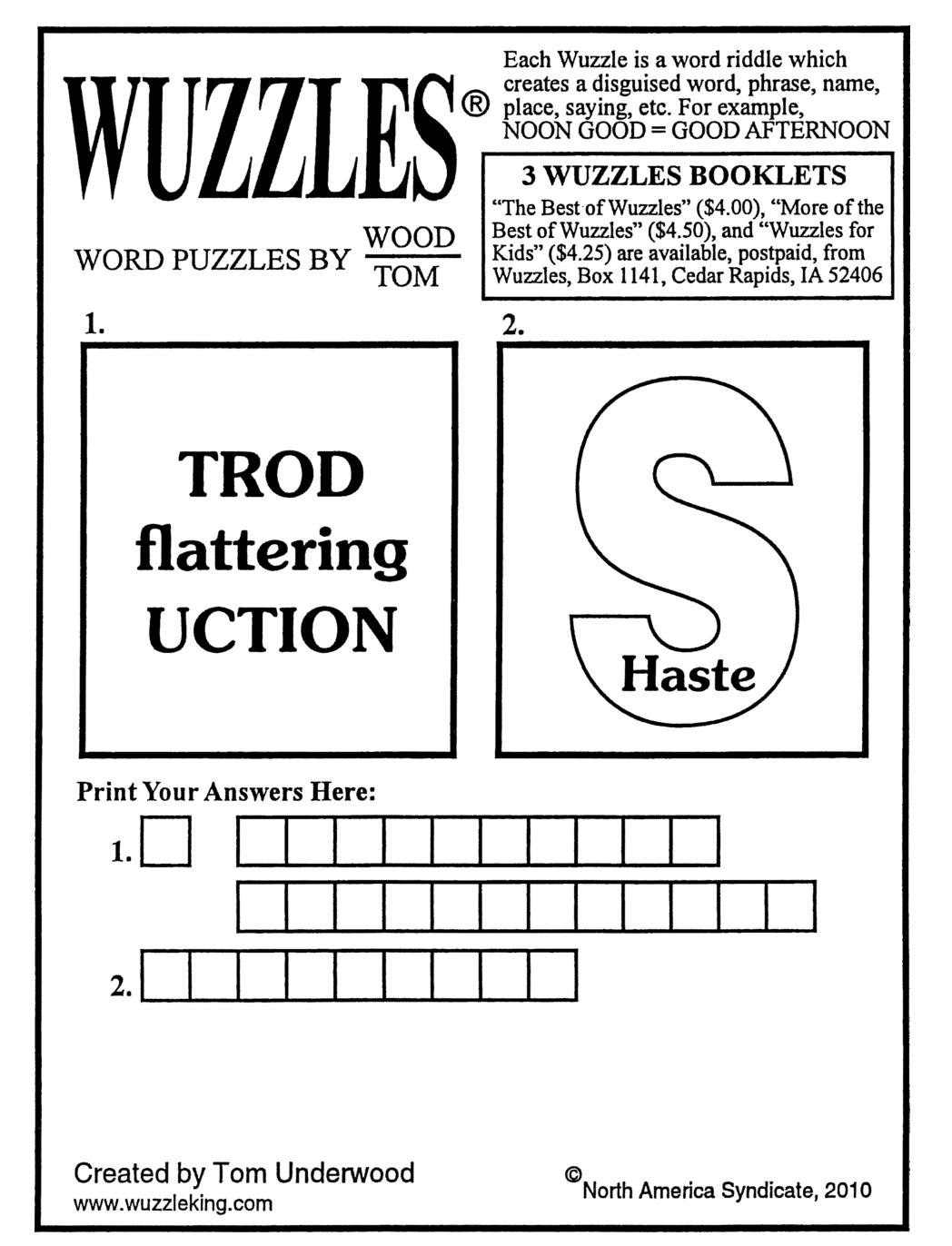Puzzles intended for Free Printable Wuzzles