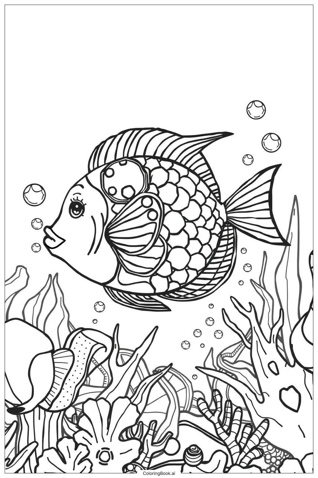 Rainbow Fish With Sparkling Scales-2 Coloring Page (Free Pdf&amp;amp;Png inside Rainbow Fish Free Printables