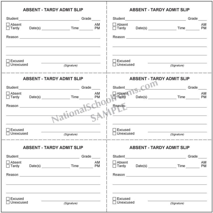 Free Printable Printable Tardy Slips