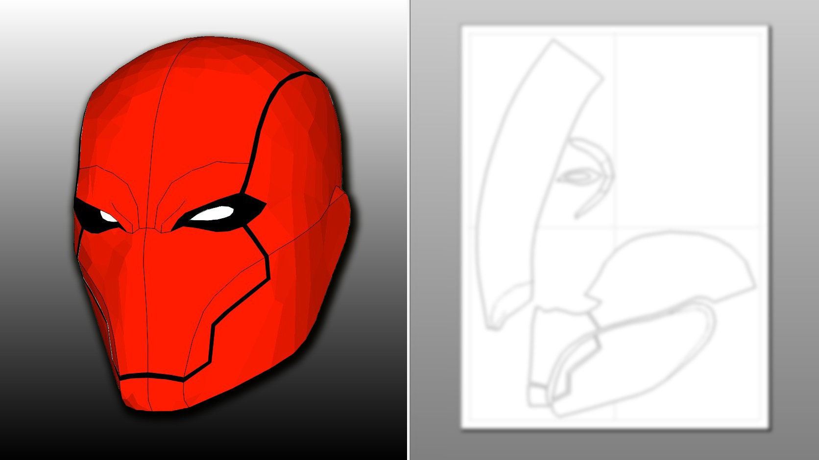 Red Hood Rebirth Mask Templates - Foam - Etsy regarding Red Hood Helmet Template Free