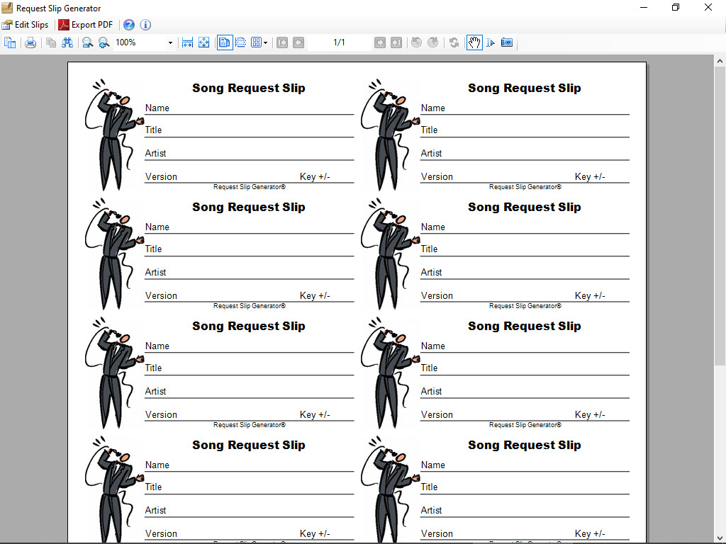 Request Slip Generator V2.0.1 - Free Download - Oldergeeks pertaining to Free Karaoke Slips Printable