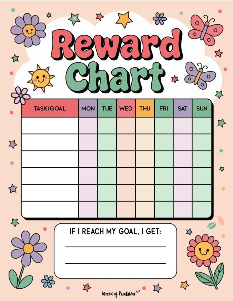 Rewards Chart Printable - 20+ Free Templates! - World Of Printables with regard to Downloadable Free Printable Sticker Chart