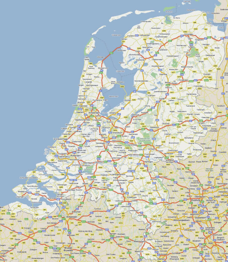 Free Printable Road Map of the Netherlands