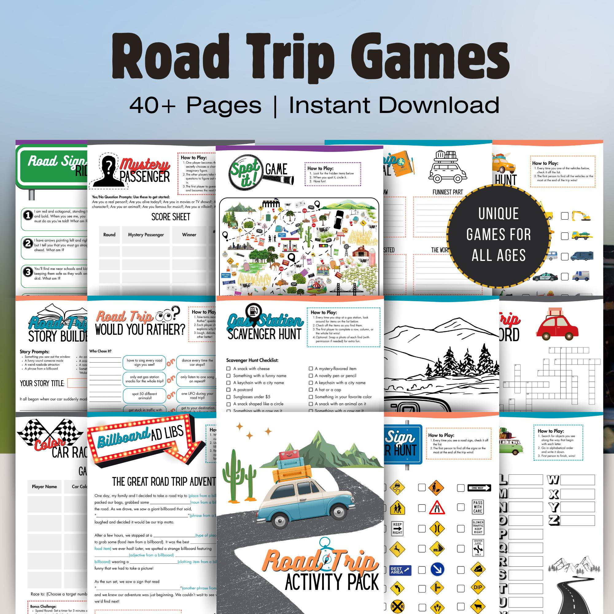 Road Trip Game Bundle, Road Trip Activities, Family Car Games throughout Free Printable Hidden Object Vehicle Games