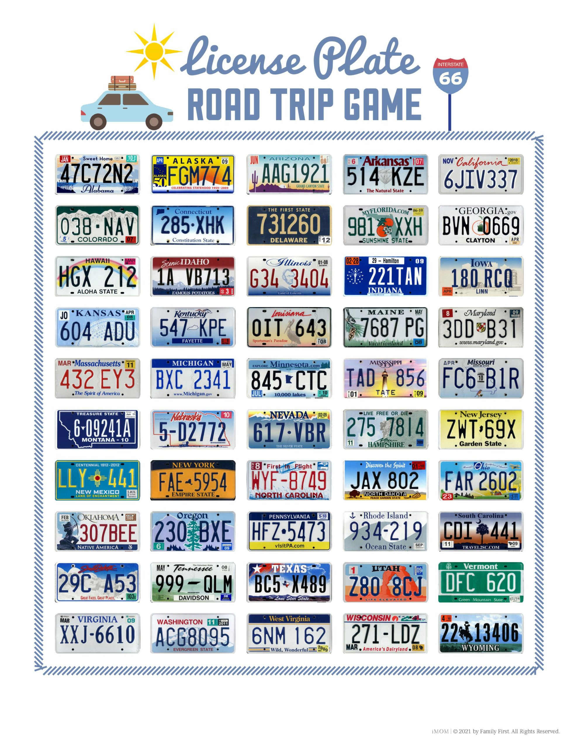Road Trip Games For Summer - Imom throughout Free Printable License Plate Bingo