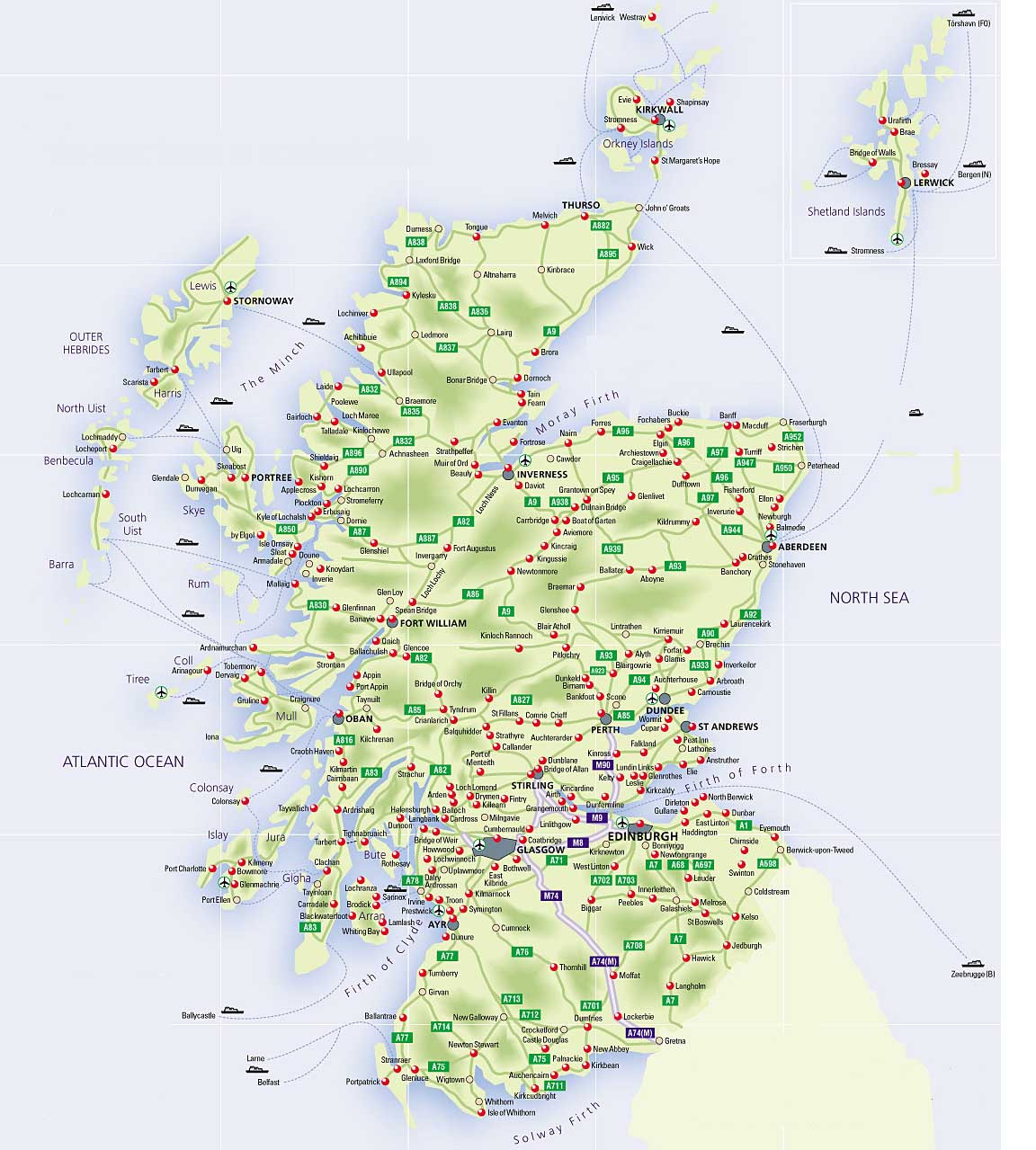 Roadmap Of Scotland - Scotland Info Guide with Printable Map of Scotland Free