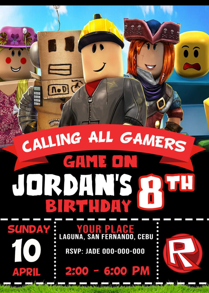 Free Printable Roblox Party Invitations