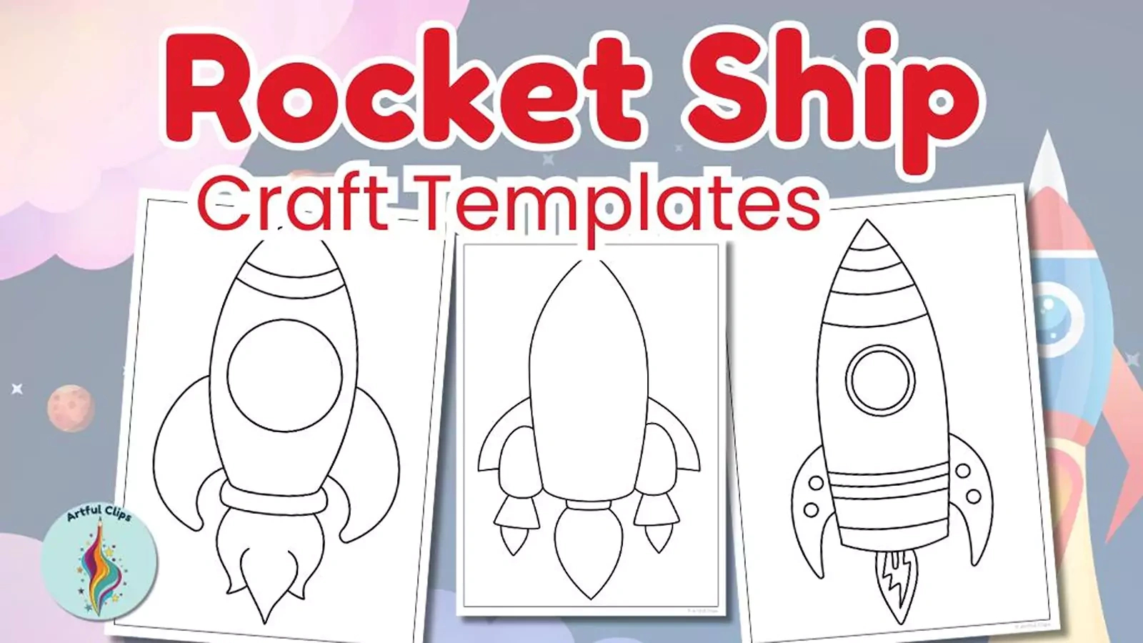 Rocket Template Set, 16 Printable Pages For Preschool Crafts pertaining to Free Printable Rocket Ship Templates
