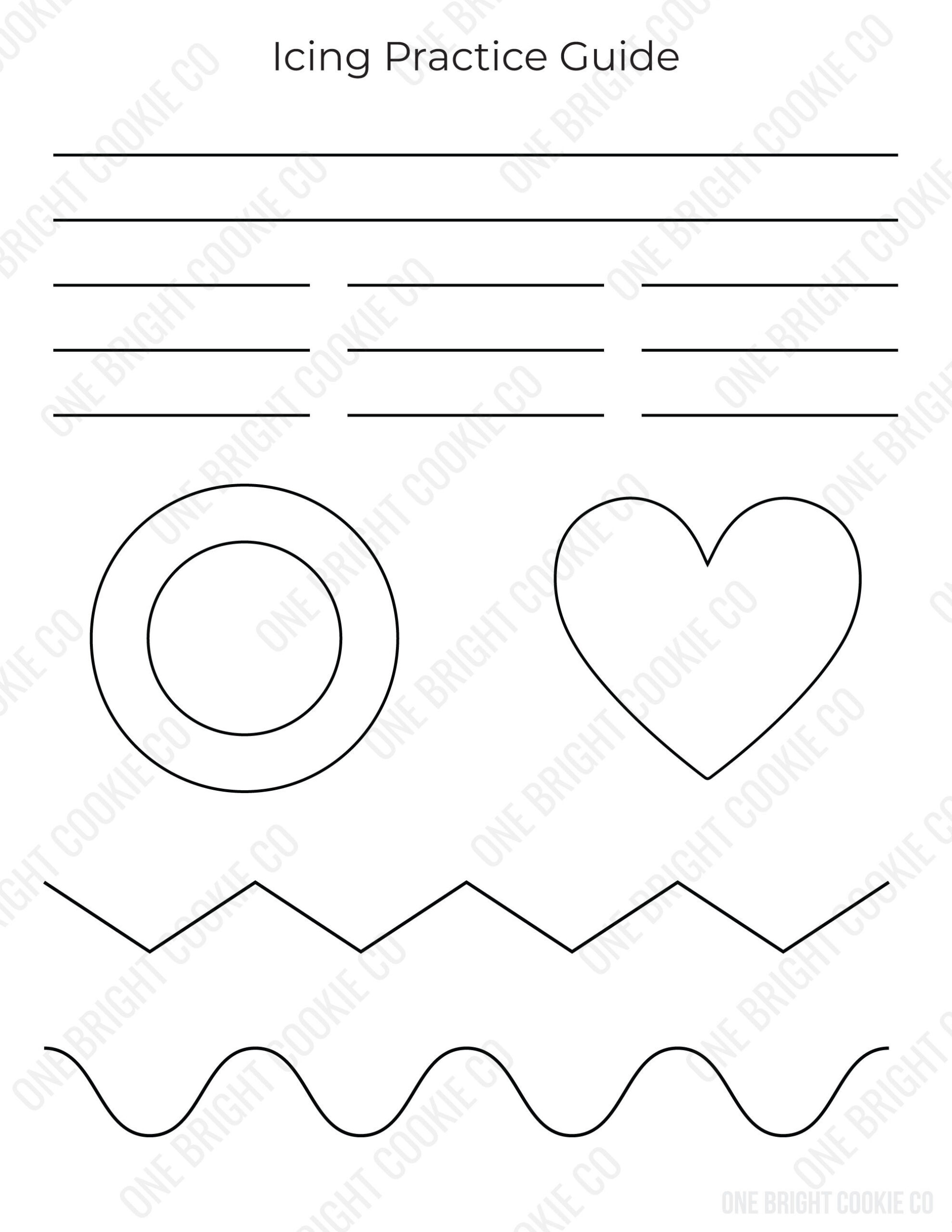 Royal Icing Practice Sheet For Teaching, Cookie Class, Digital regarding Template Free Printable Icing Practice Sheets