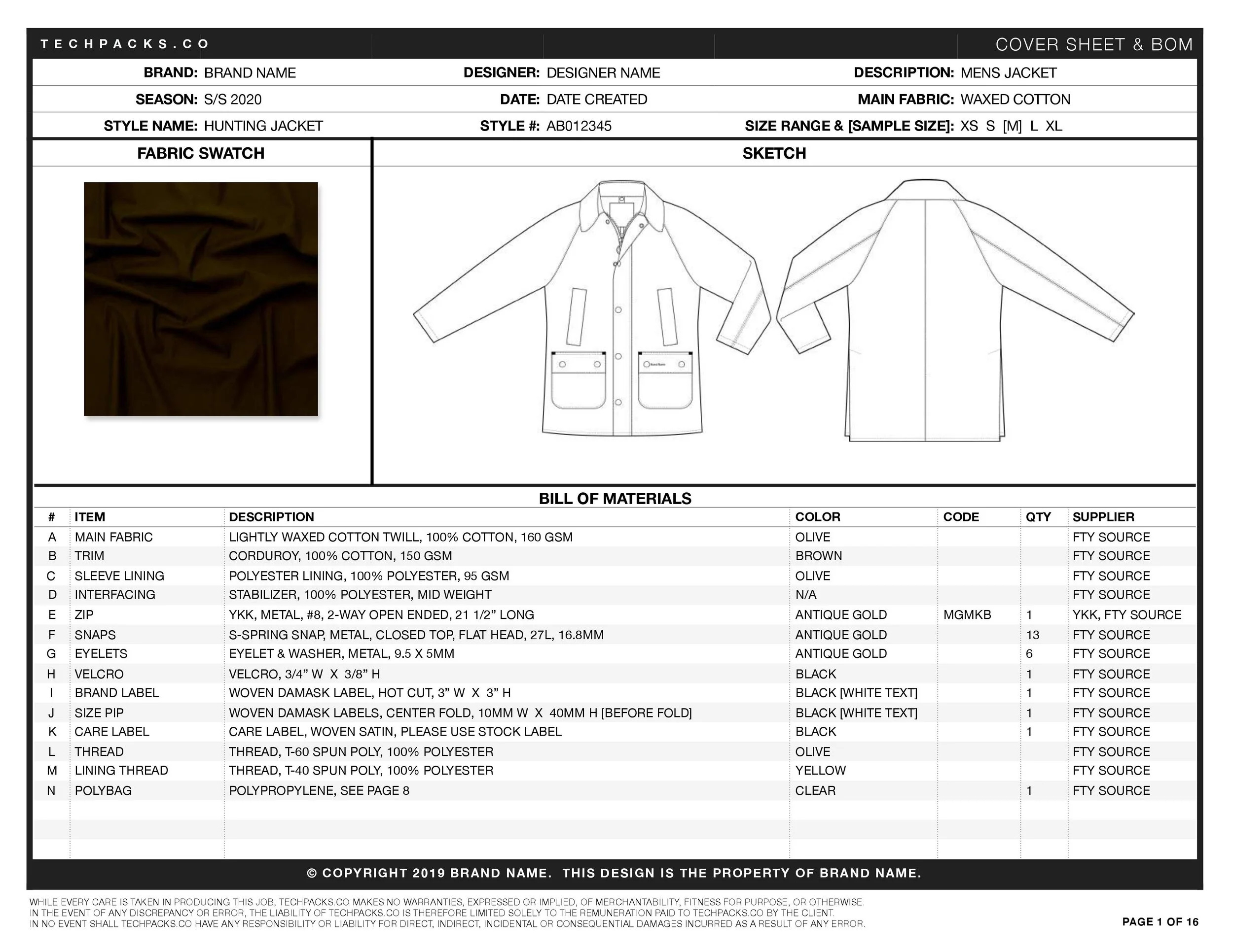 Sample Tech Pack - Free Pdf Download — Techpacks.co regarding Free Tech Pack Template