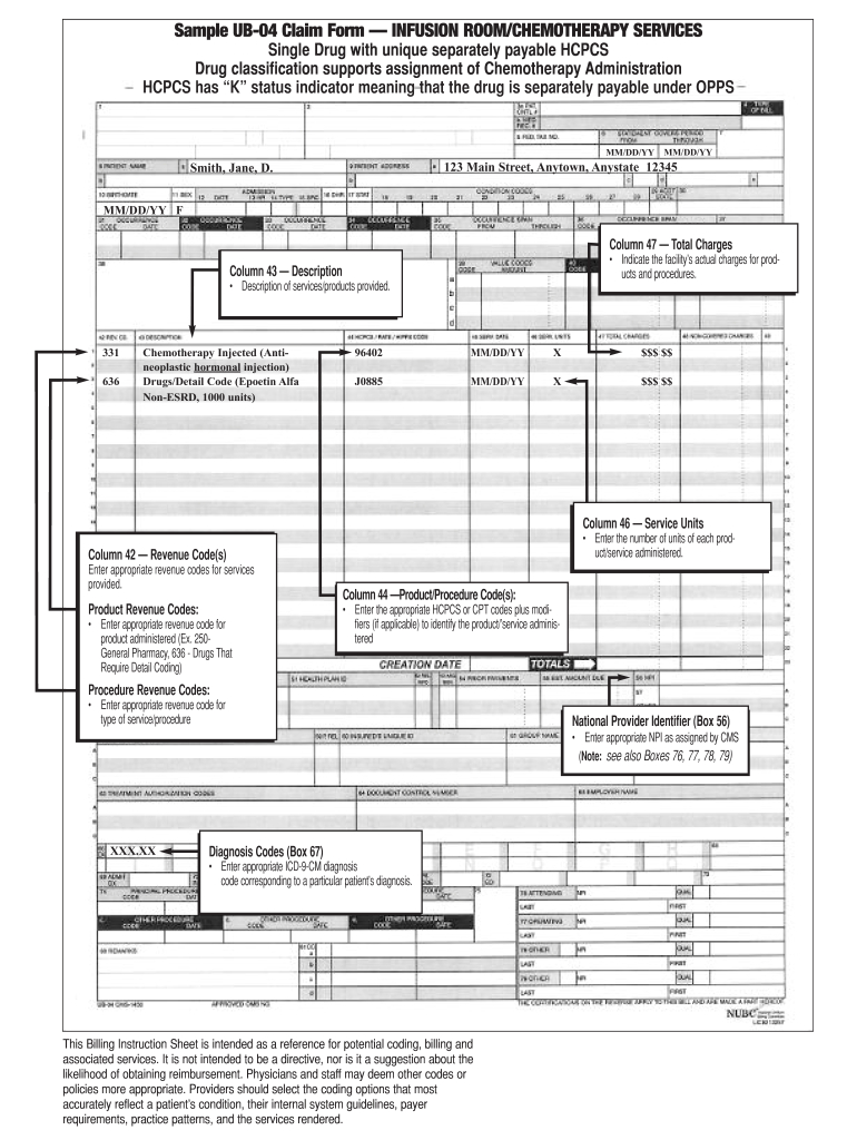 Sample Ub-04 Claim Form - Fill Online, Printable, Fillable, Blank with regard to Free Printable Ub 04 Claim Form