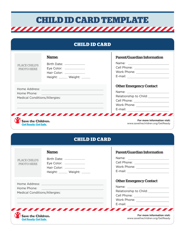 Save Form Children Child Id Card - Fill Online, Printable in Free Emergency Card Template