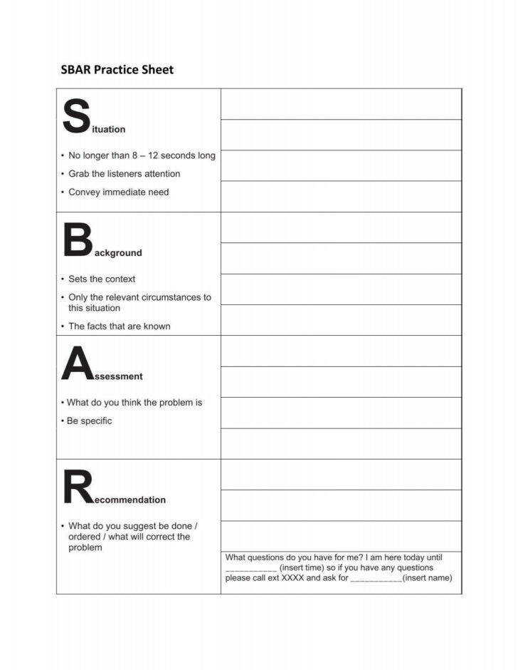 Free Printable Sbar Template