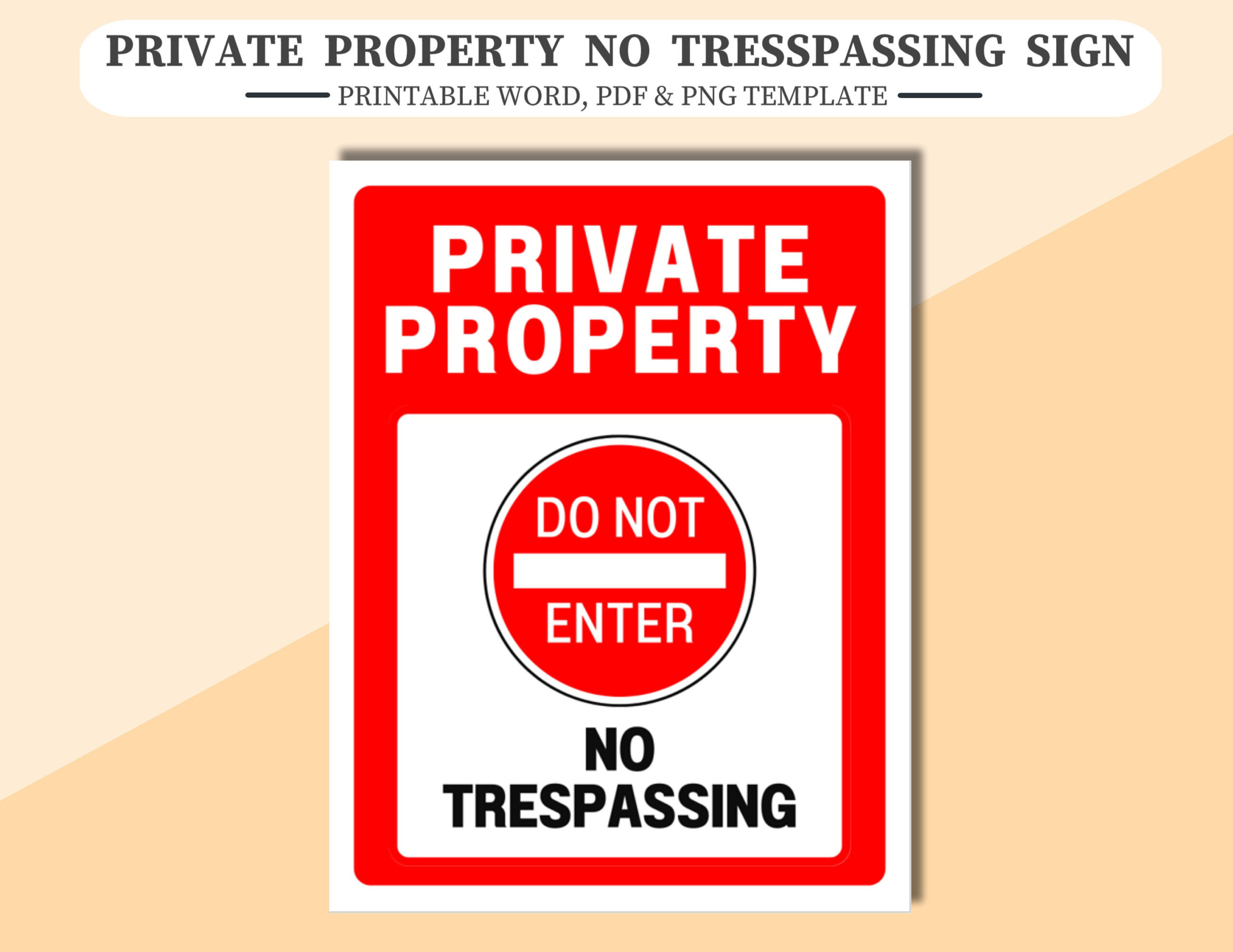 Schild „Betreten Verboten“ Auf Privatgrundstücken. Druckbare Word inside Free No Trespassing Sign Template