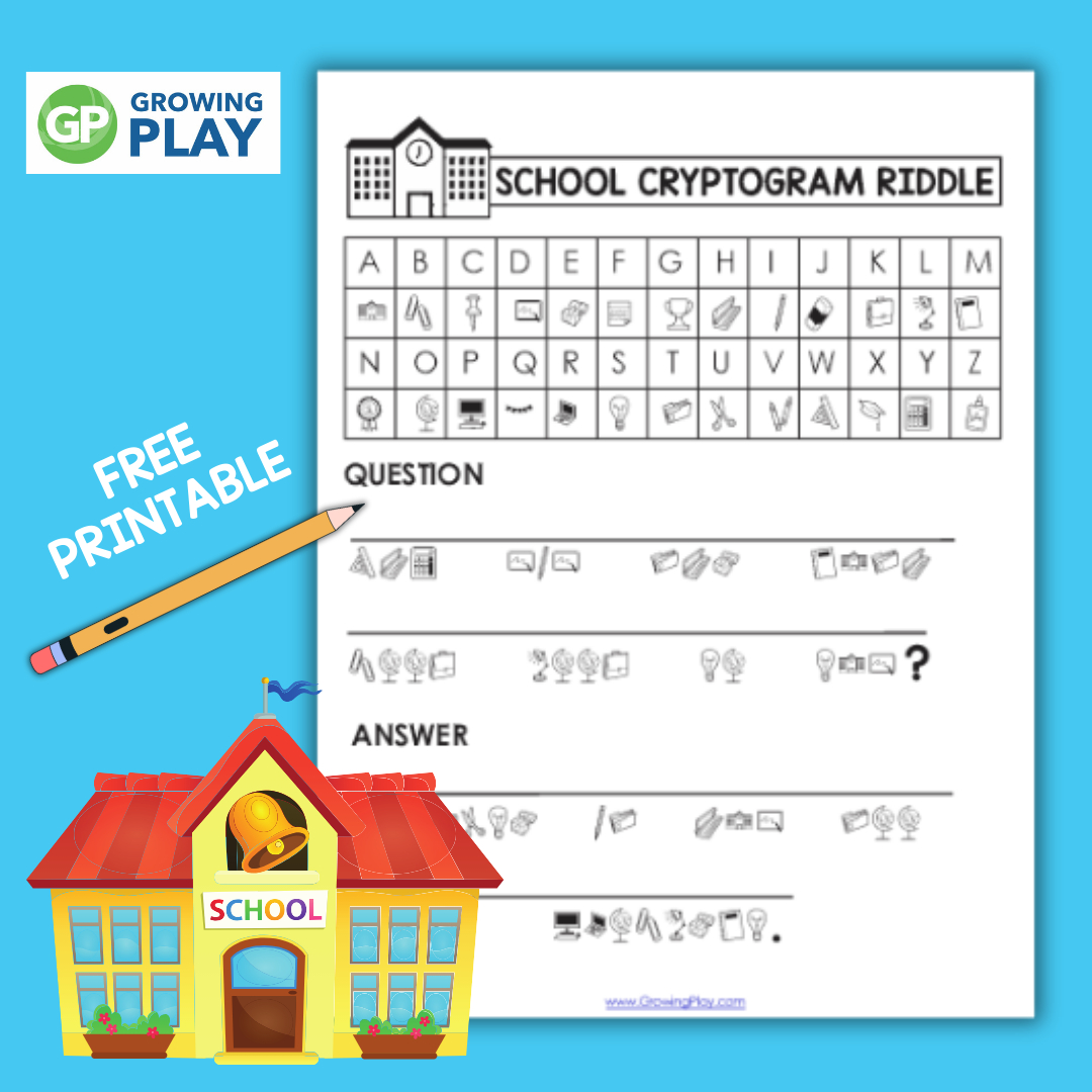 School Cryptogram Puzzle Free Printable - Growing Play in Free Printable Medical Cryptograms