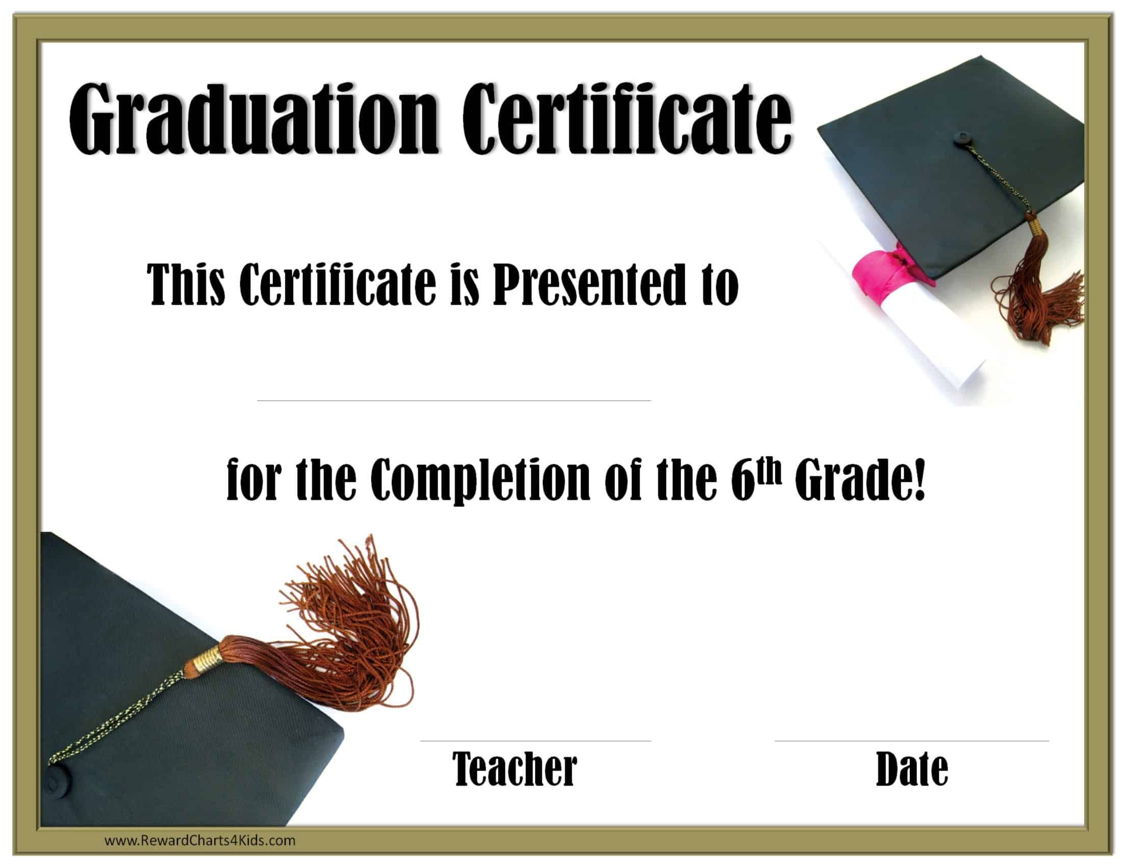 School Graduation Certificates | Customize Online For Free with Free Printable Graduation Certificates