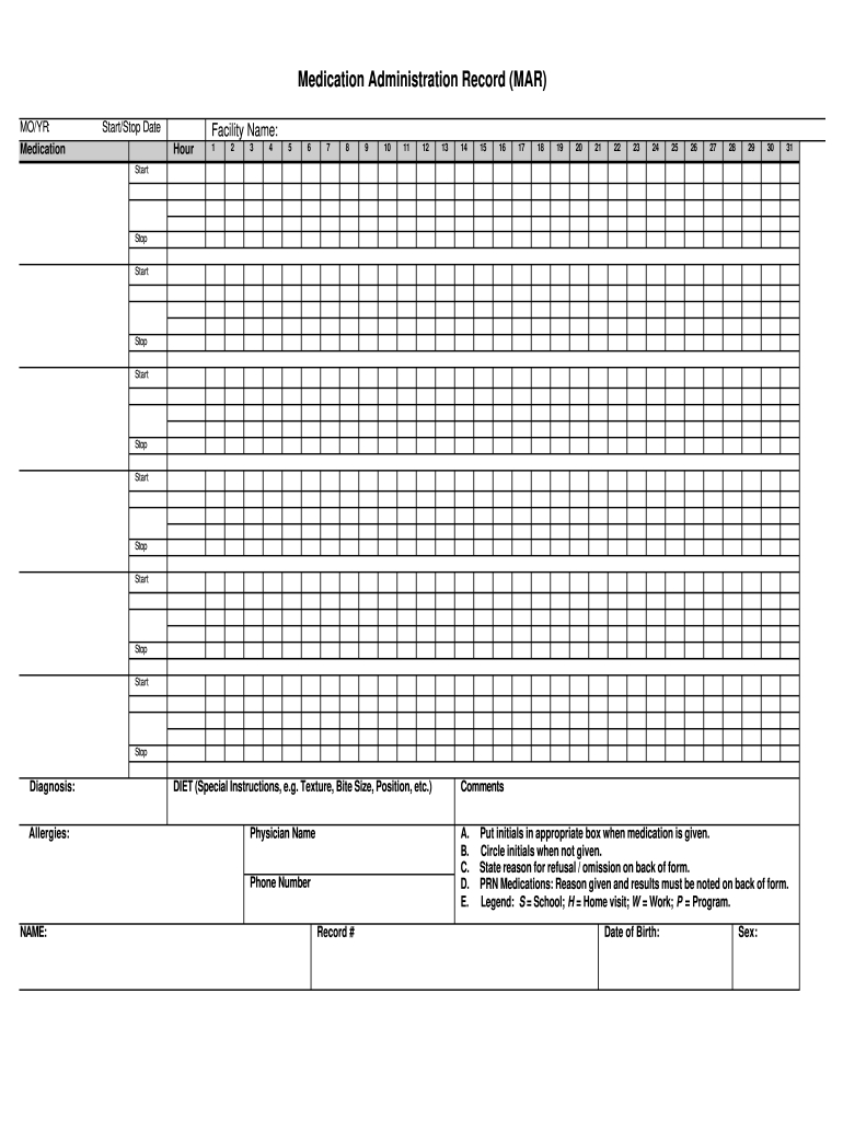 Sdrc Medication Administration Record Mar Form - Fill Online intended for Free Mar Template