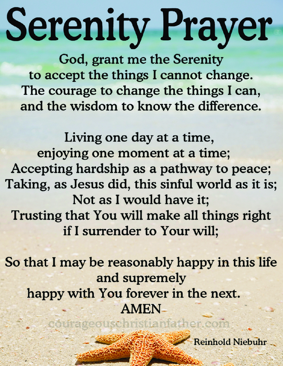 Serenity Prayer - Courageous Christian Father pertaining to Free Serenity Prayer Printable