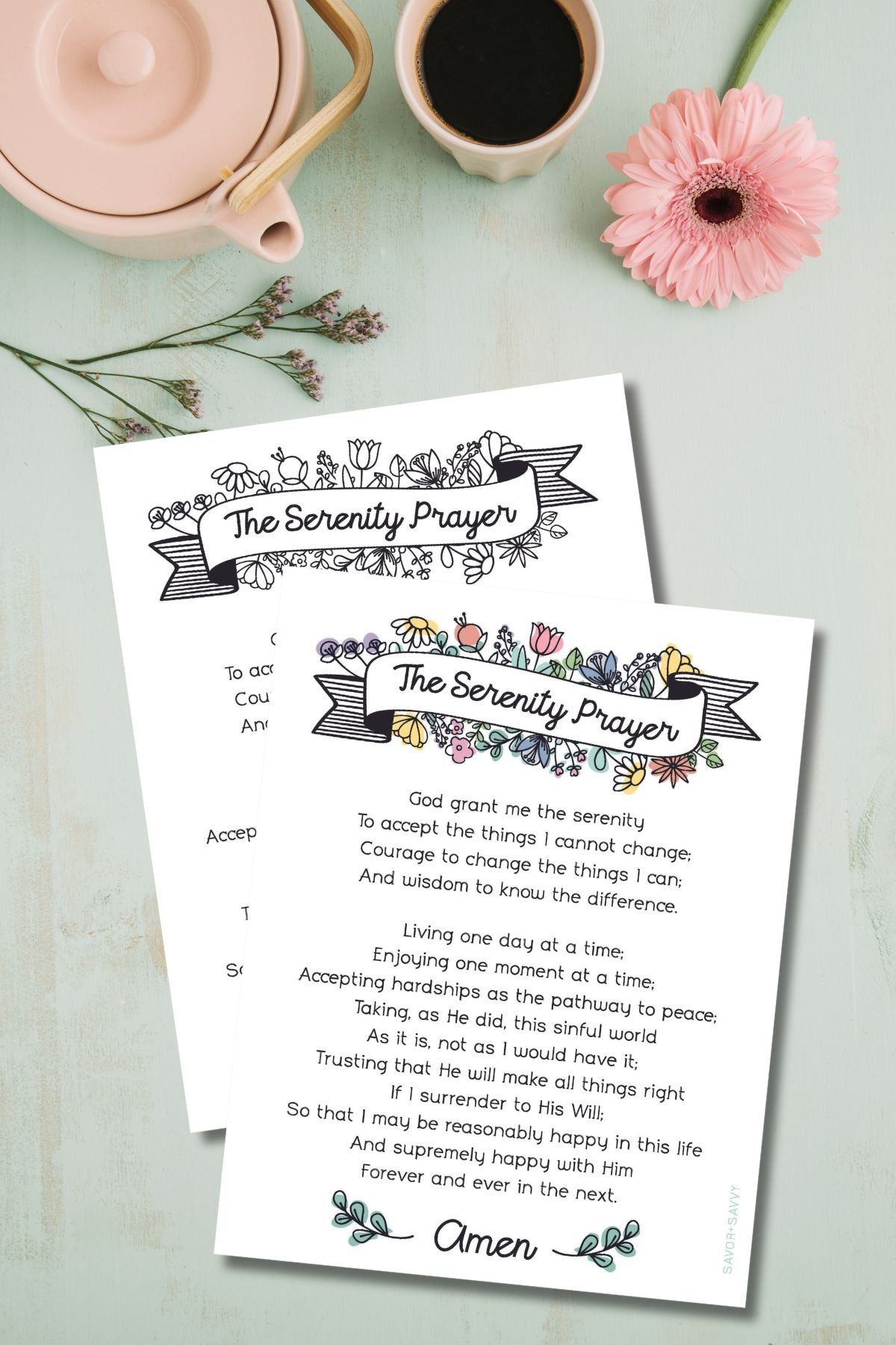 Serenity Prayer Printable - Free Wall Art - Savor + Savvy in Free Printable Serenity Prayer Cards