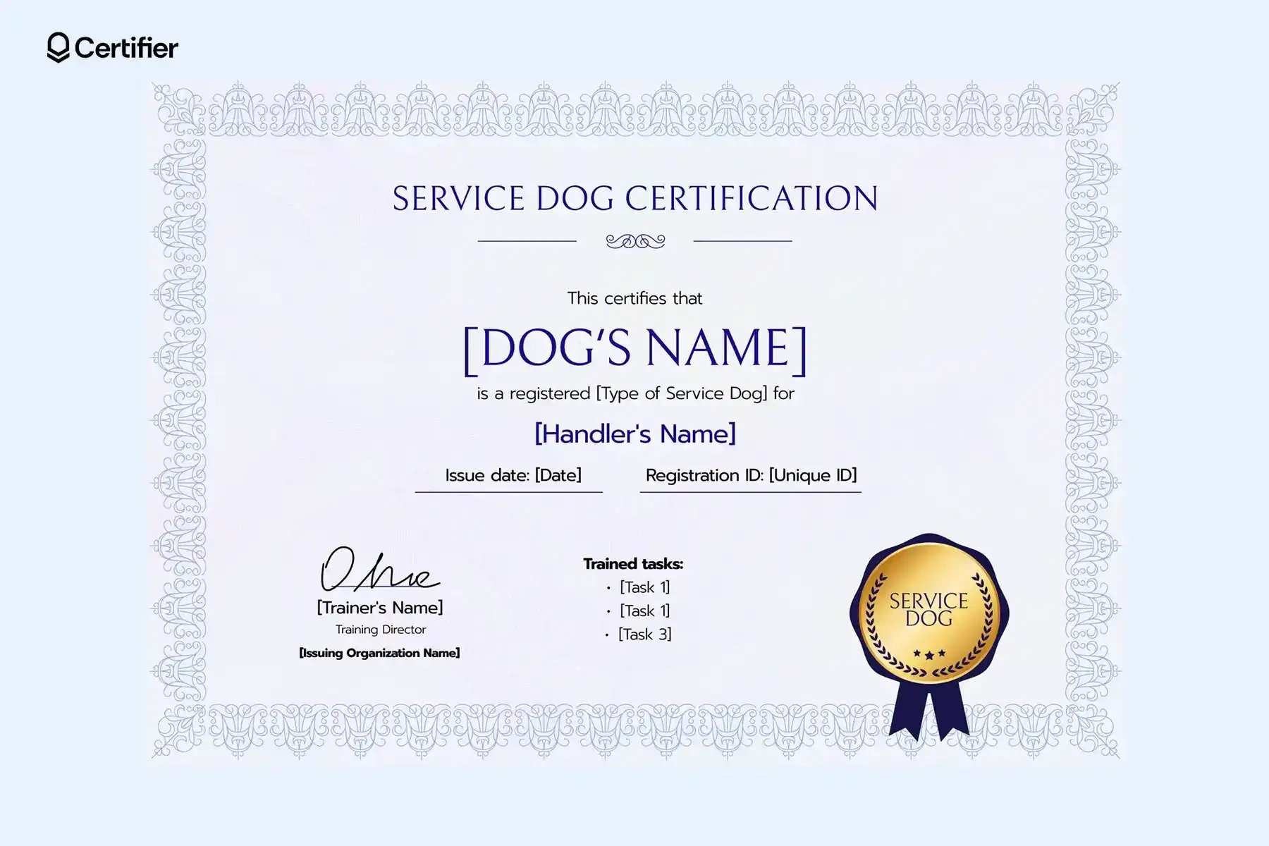 Service Dog Certificate Templates: Free &amp;amp; Customizable inside Free Printable Service Dog Certificate