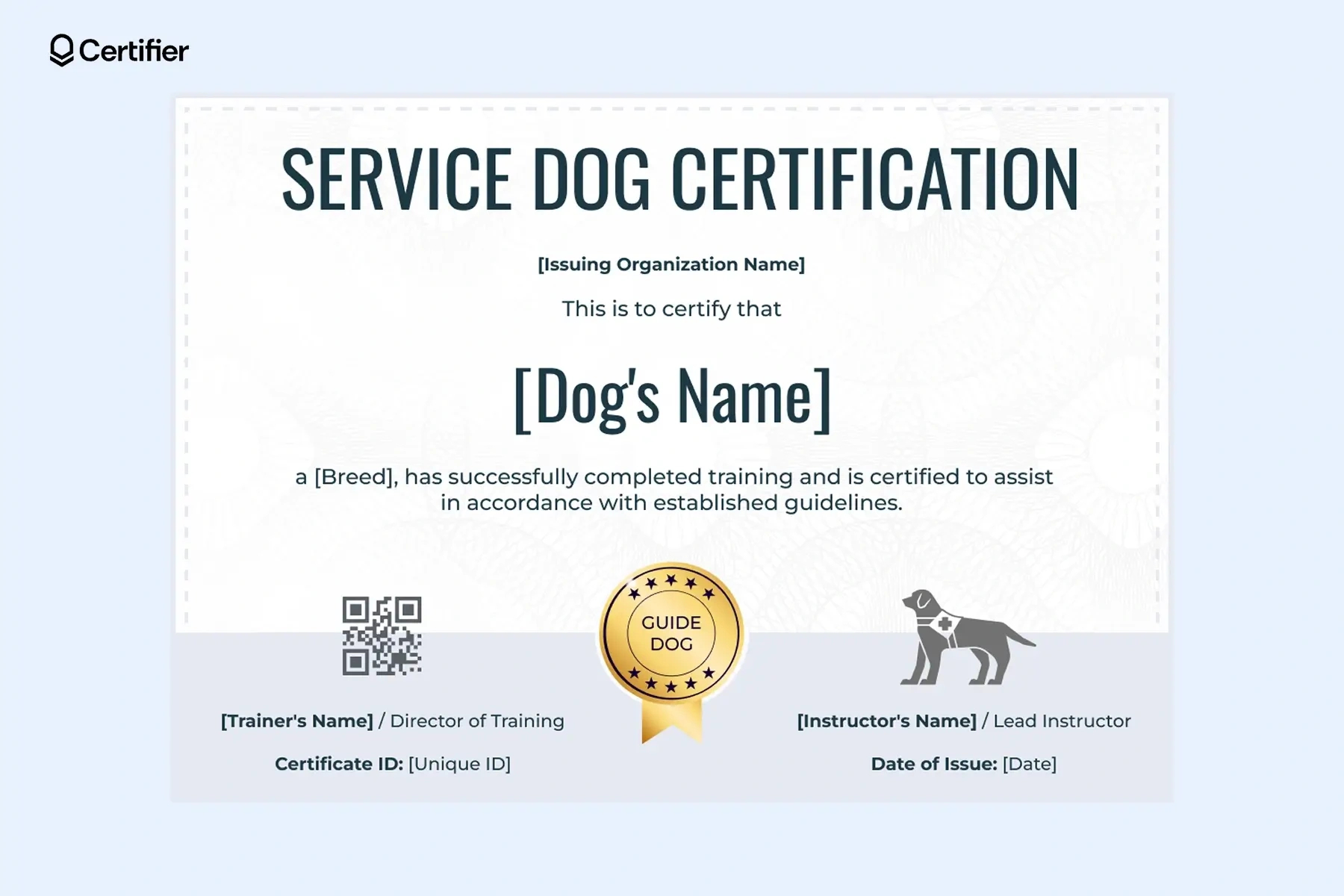 Service Dog Certificate Templates: Free &amp;amp; Customizable throughout Free Printable Service Dog Certificate