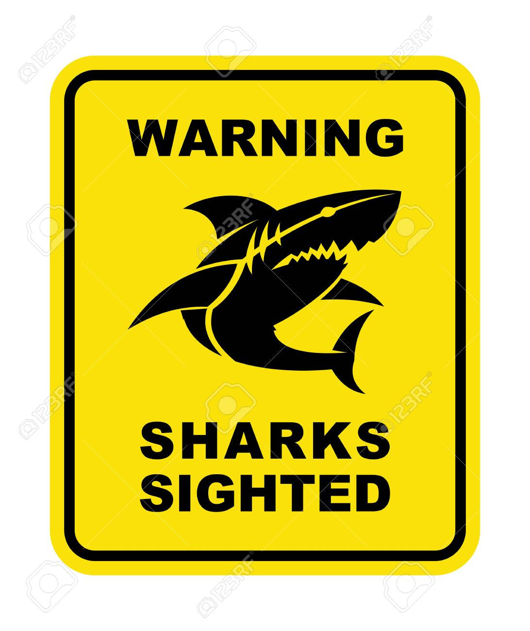 Shark Sighted Warning Sign - Vector Shark Silhouette With Text On for Free Printable Shark Signs