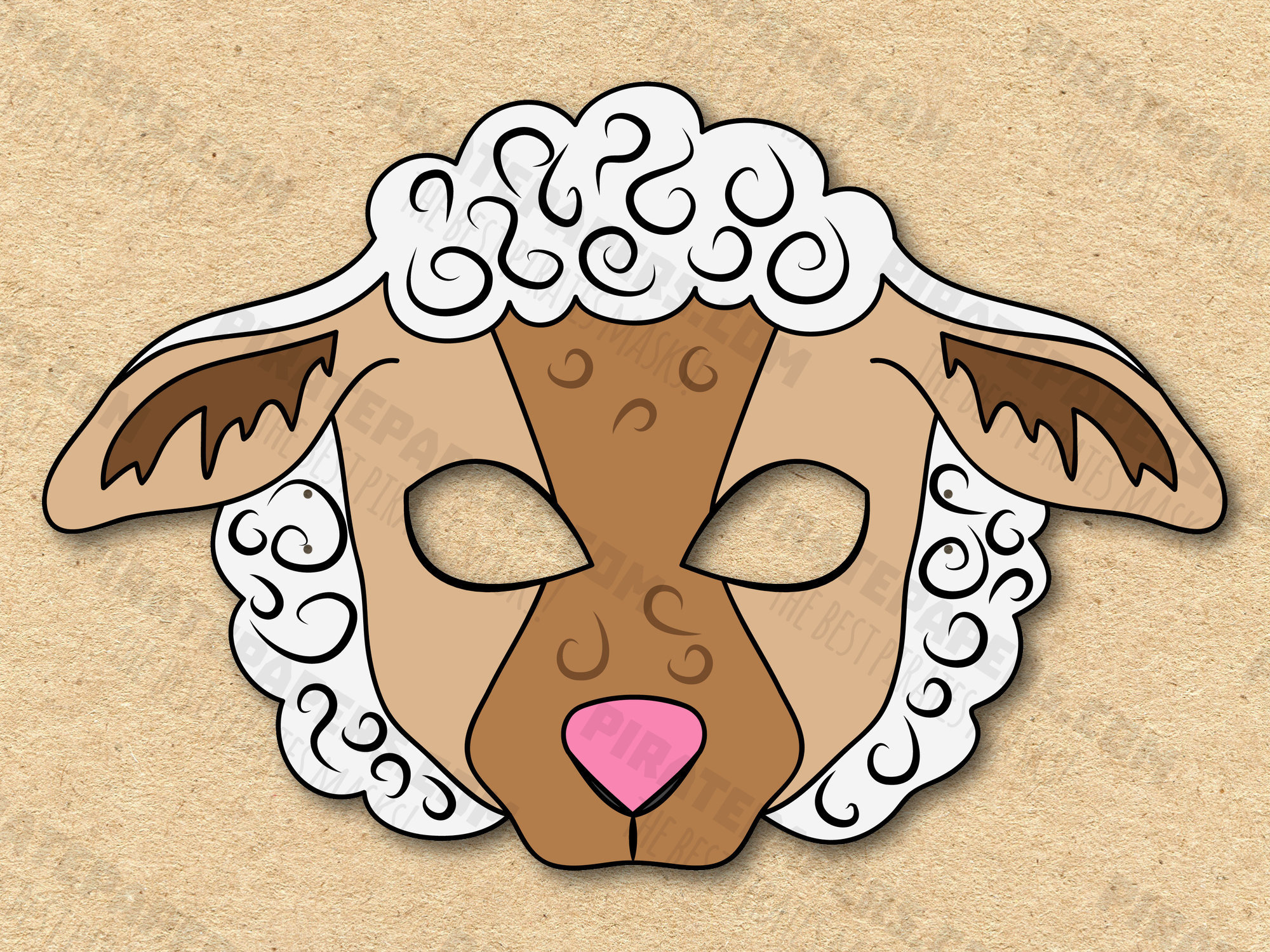 Sheep Mask Printable, Paper Diy For Kids And Adults. Pdf Template throughout Printable Sheep Mask