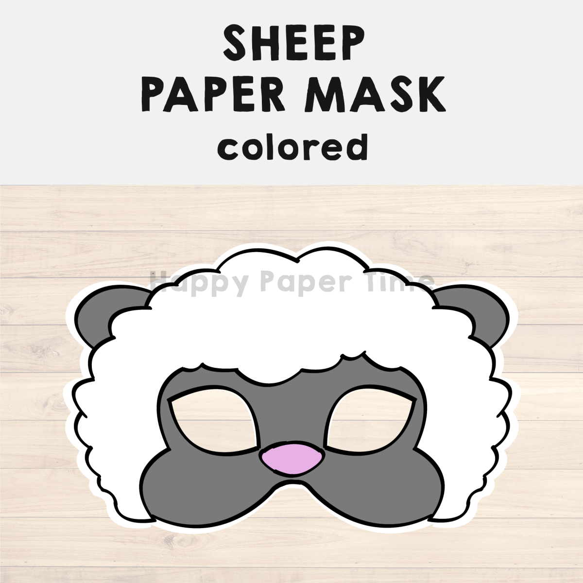 Sheep Paper Mask Printable Farm Animal Craft Activity Costume for Printable Sheep Mask