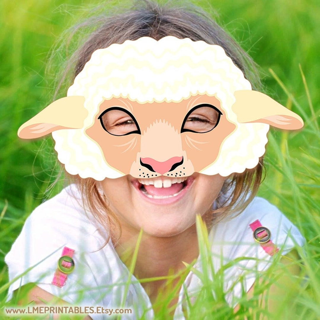 Sheep Printable Mask Halloween Costume White Animal Farm Carnival with Printable Sheep Mask