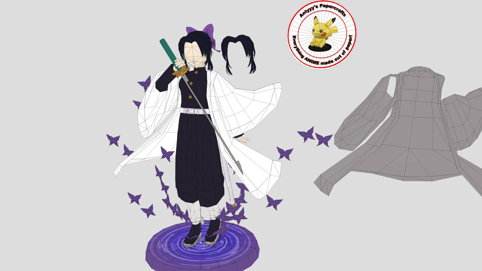 Shinobu (Kimetsu No Yaiba) Free Papercraft - 3D Modelantyyy inside Anime Papercraft Templates Free