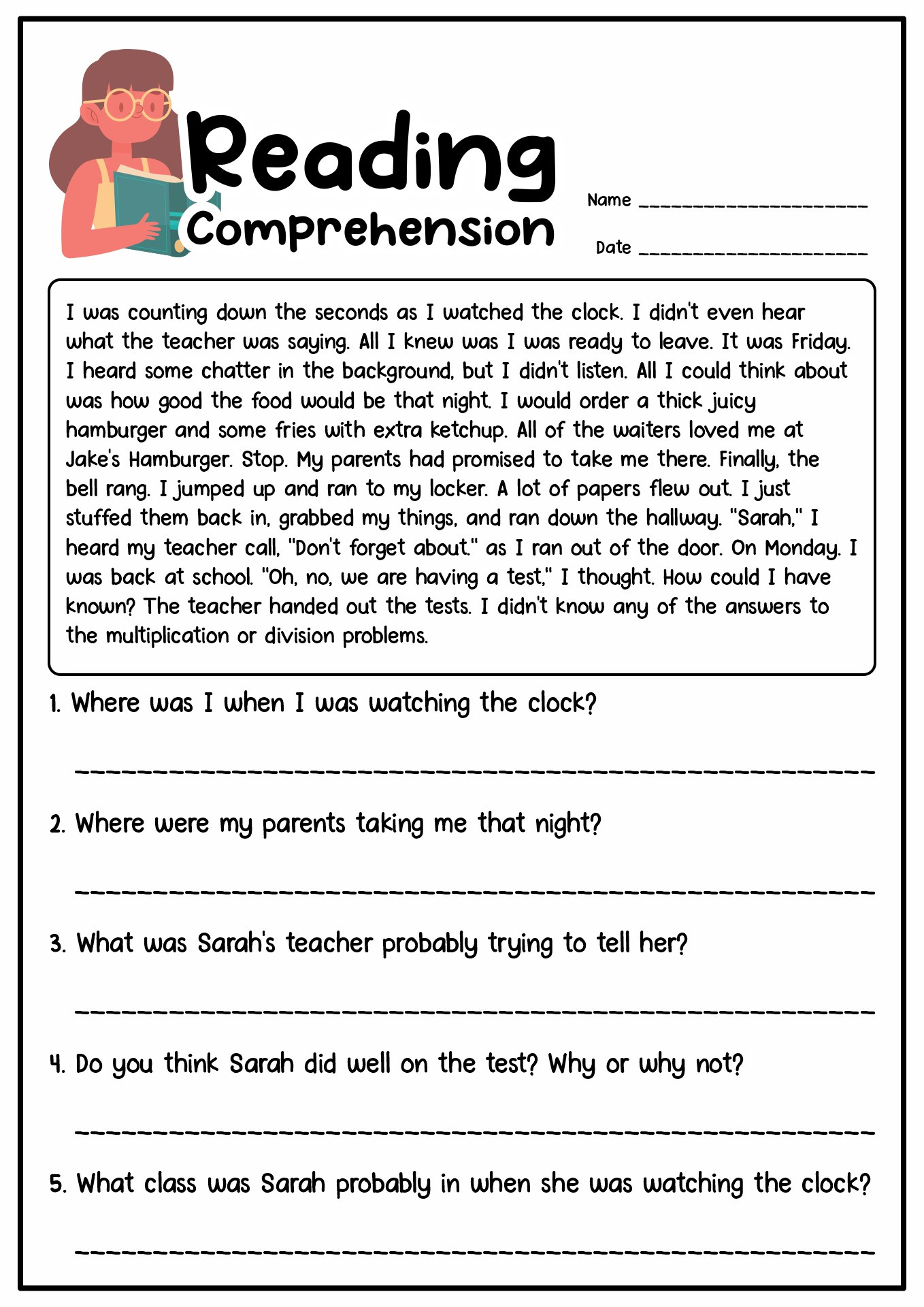 Short Story With Questions For Grade 3 with regard to Free Printable Short Stories With Comprehension Questions