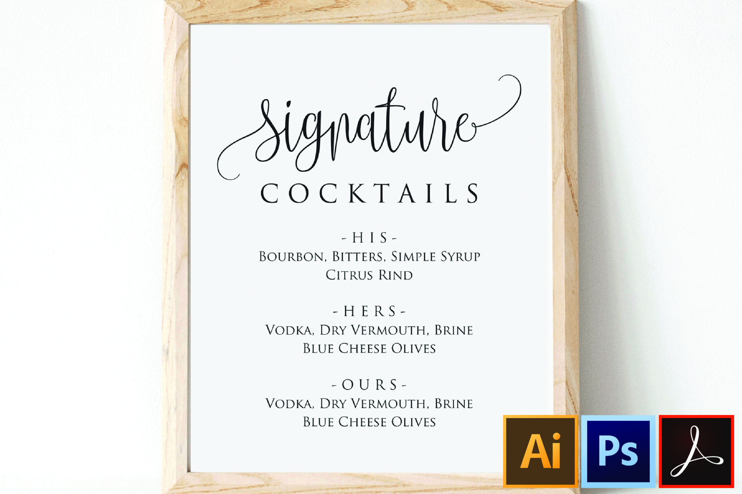 signature cocktails sign template printable drink sign for free printable signature drink sign scaled Signature Cocktails Sign Template, Printable Drink Sign for Free Printable Signature Drink Sign