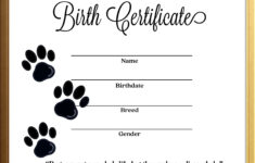 Simple Dog Canine Birth Certificate Instant Download Printable throughout Free Printable Birth Certificates For Puppies