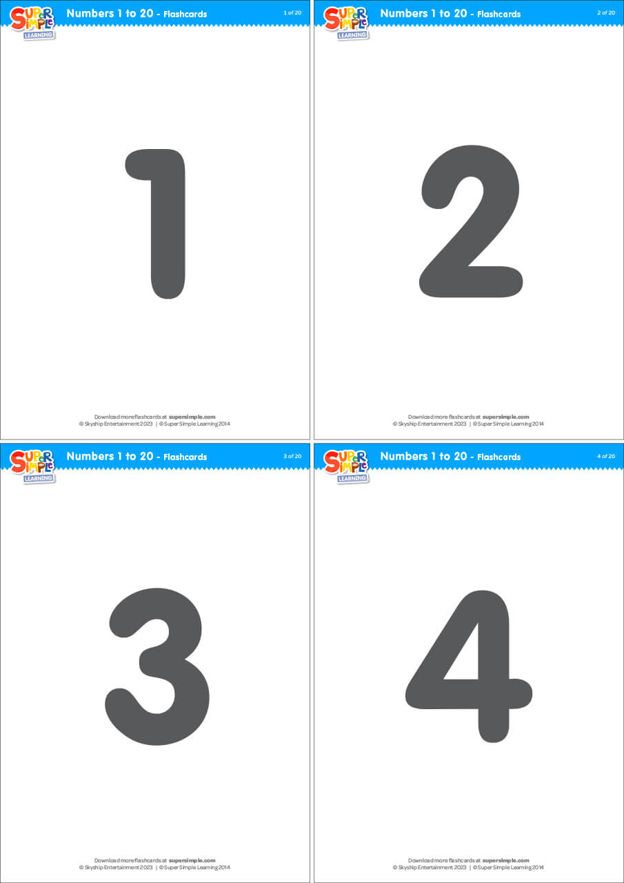 Simple Numbers 1-20 Flashcards - Super Simple inside Free Large Printable Numbers 1 20