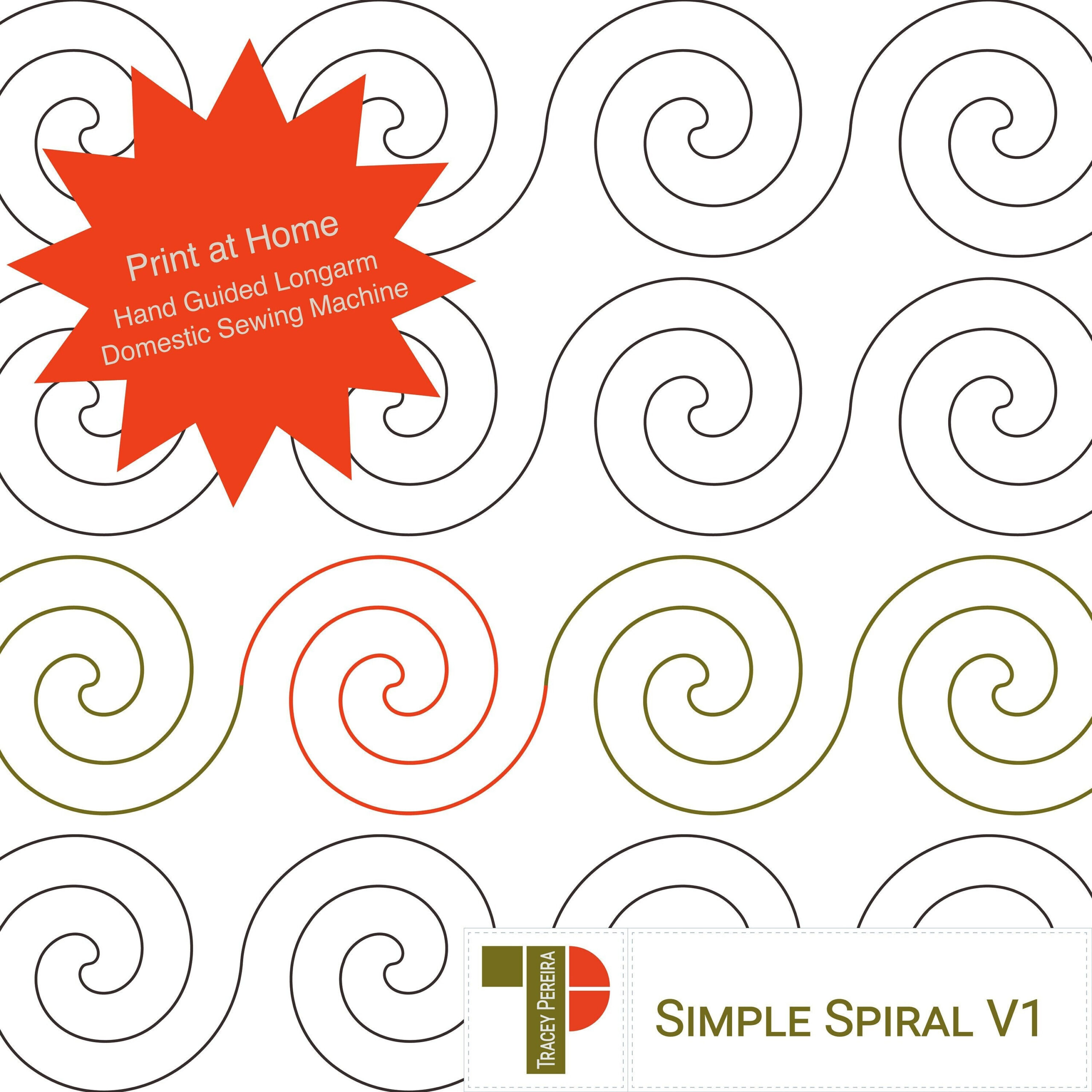 Simple Spiral Longarm Pantograph Pattern: Print-At-Home Quilting with regard to Free Printable Quilting Pantographs To Download