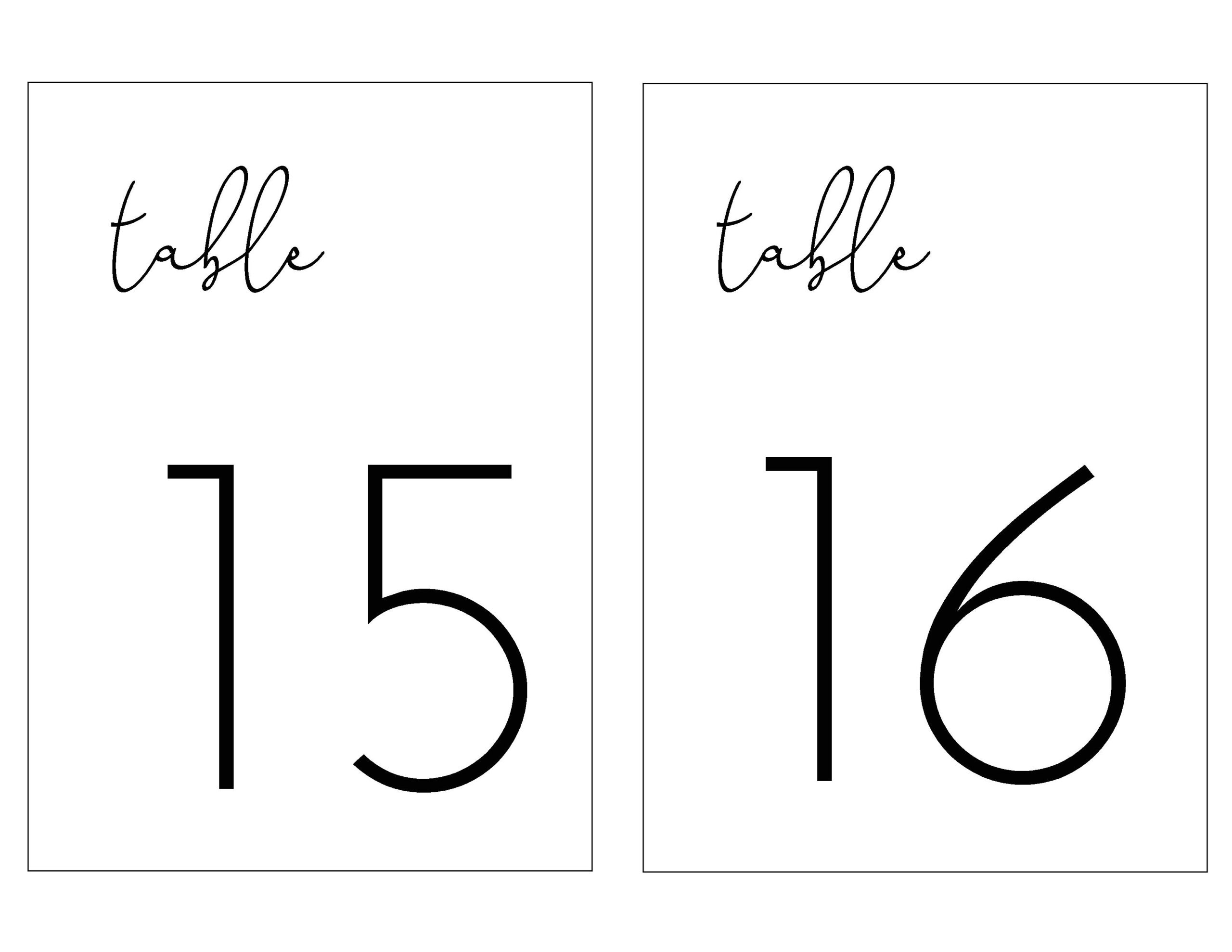 Simple Table Numbers | Set Of 40 | Instant Digital Download | 5×7 pertaining to Free Table Number Templates 5X7