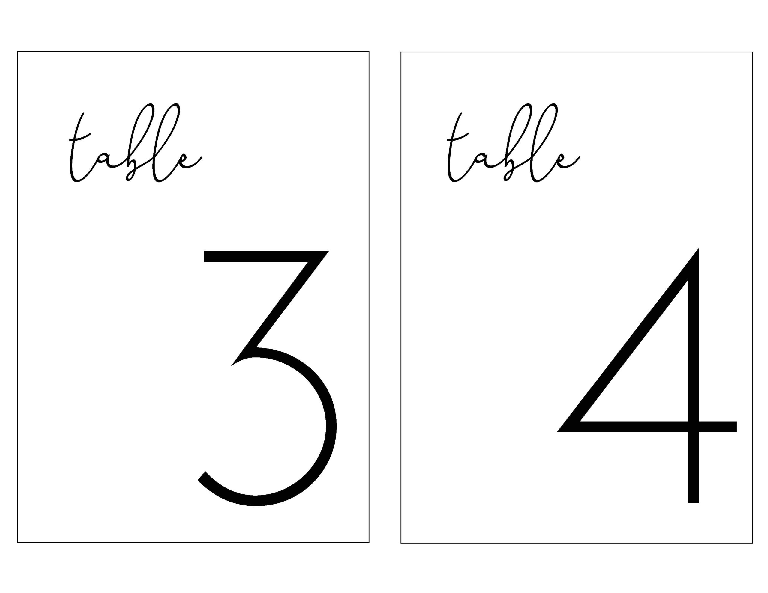 Simple Table Numbers | Set Of 40 | Instant Digital Download | 5×7 throughout Downloadable Free Printable Table Numbers