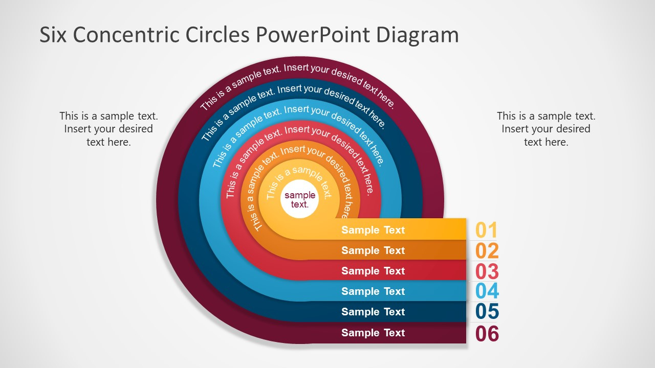 Six Concentric Circles Powerpoint Diagram Template intended for Free Concentric Circles Template