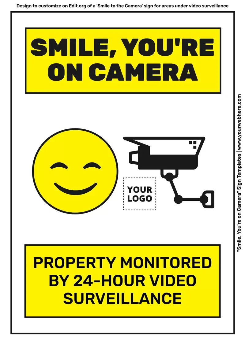 Smile, You Are On Camera Sign Templates in Free Printable Smile You’Re on Camera Signs