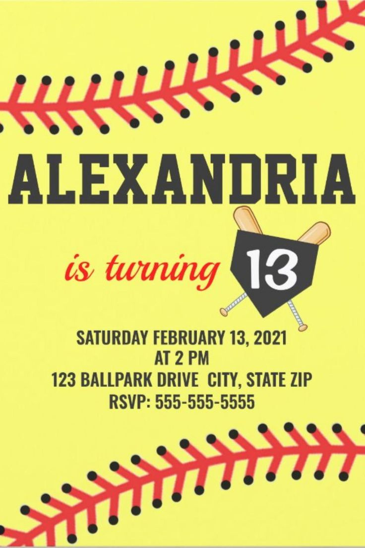 Softball Birthday Invitations | Softball Themed Birthday Party with Free Printable Softball Party Invitations