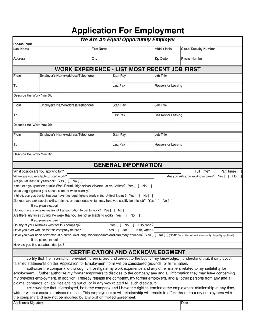 Spanish Application Employment ≡ Fill Out Printable Pdf Forms Online throughout Free Printable Spanish Job Application Form