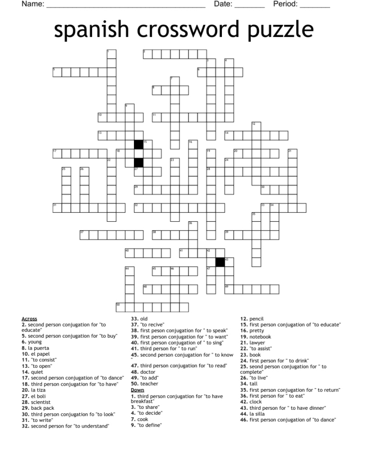 Spanish Puzzles Printable Free