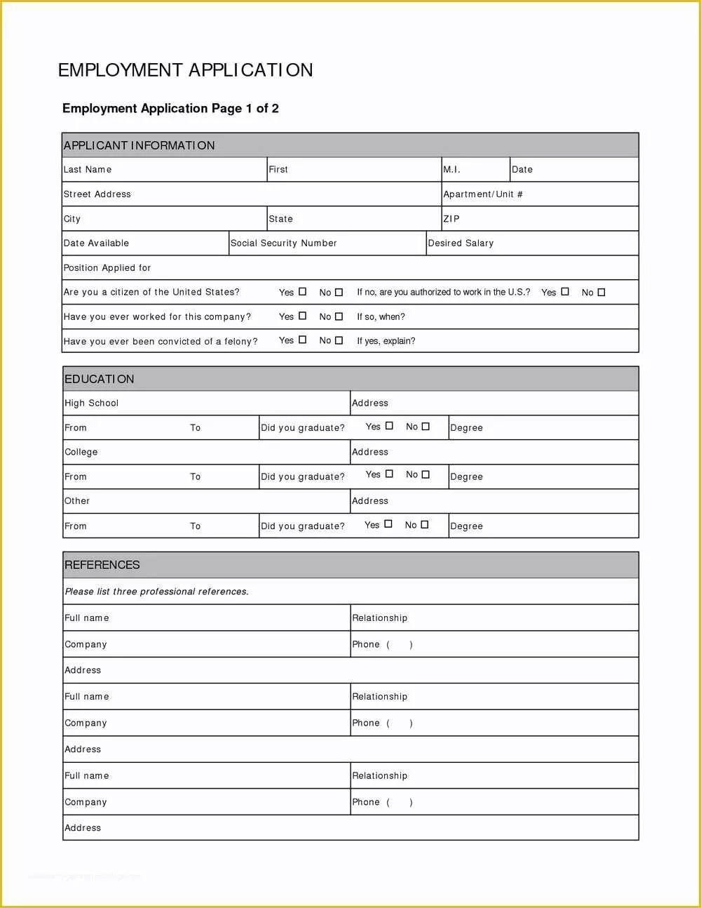 Spanish Job Application Form in Free Printable Spanish Job Application Form