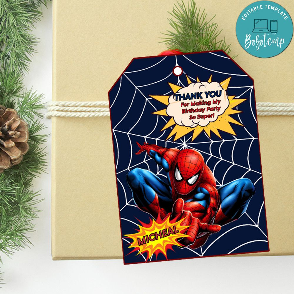 Spiderman Thank You Tag Template To Print At Home | Bobotemp inside Spiderman Tags Free Printable