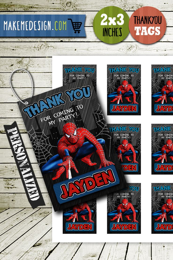 Spiderman Thank You Tags, Diy - Makemedesign pertaining to Spiderman Tags Free Printable