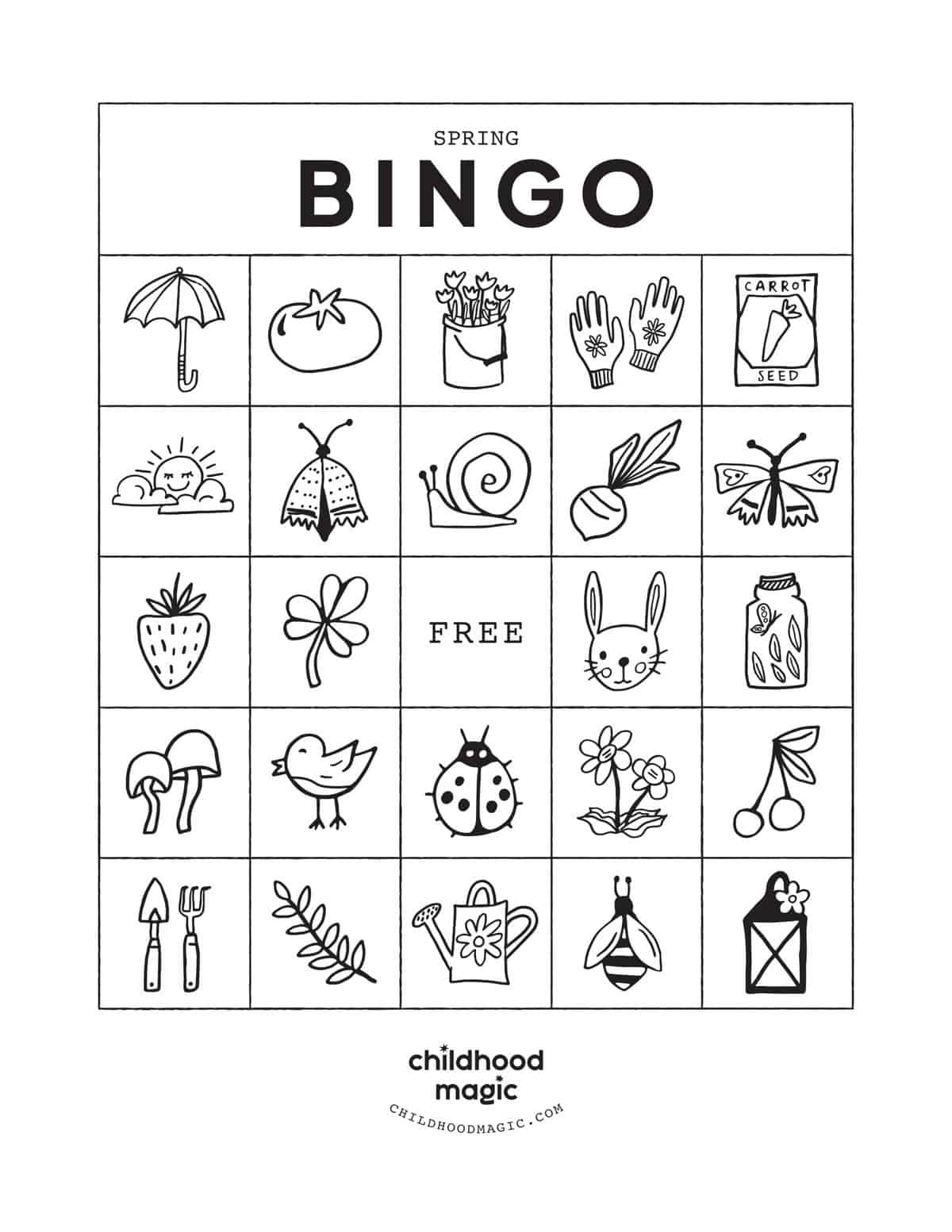Spring Bingo - Childhood Magic with regard to Spring Bingo Free Printable