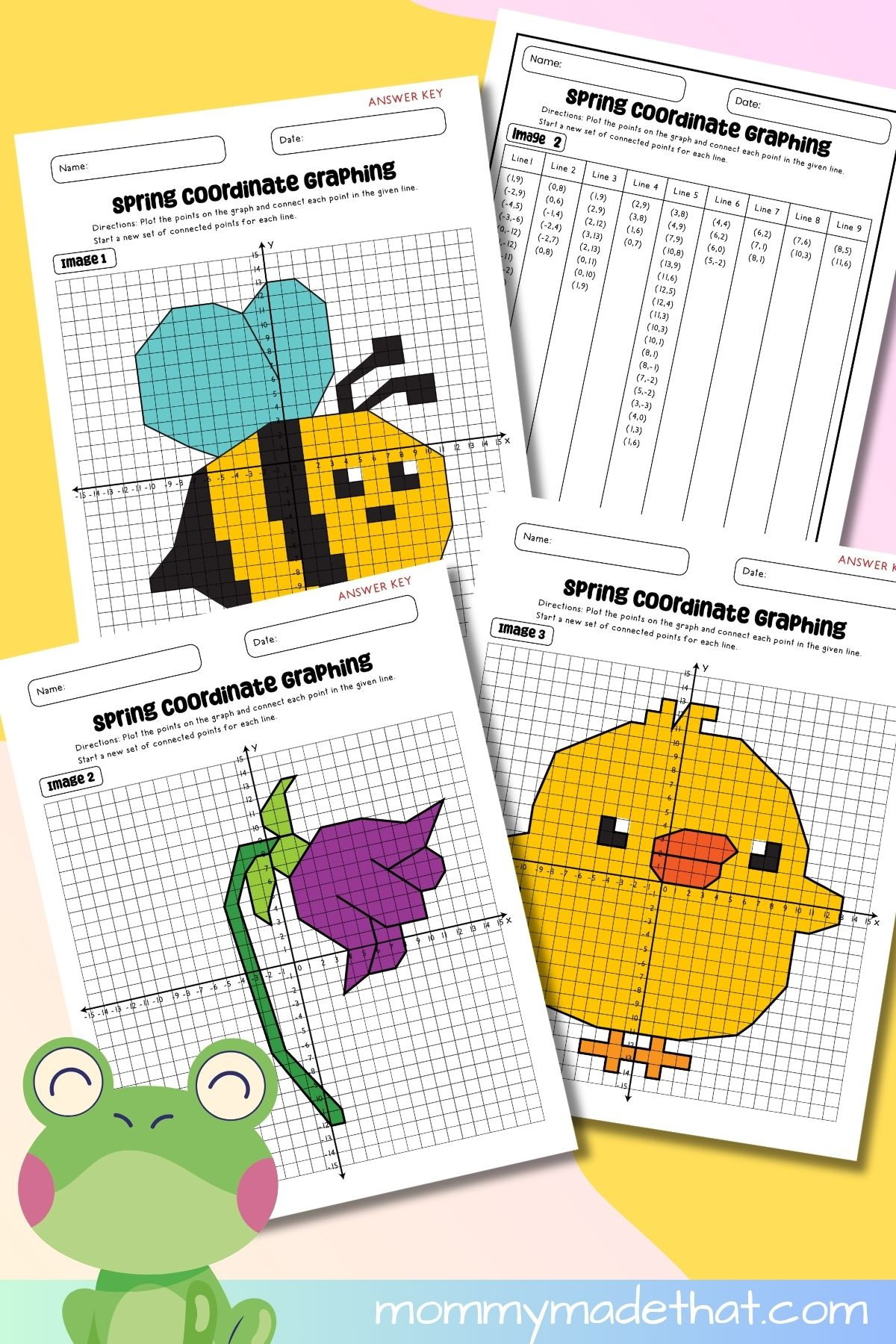 Spring Coordinate Graphing Mystery Pictures (Free Printables) with Free Coordinate Graphing Hidden Pictures Printable